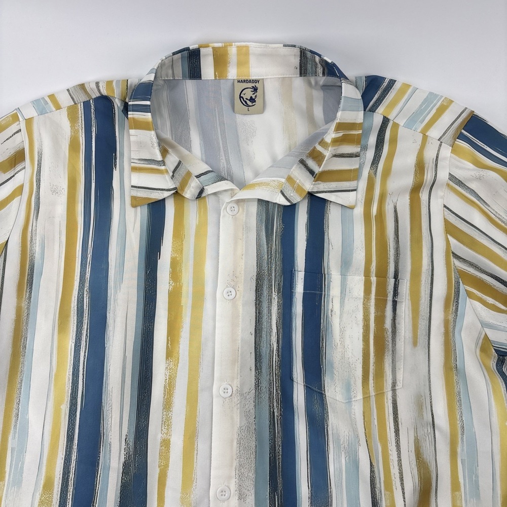 Hardaddy Golf Button Up Moisture Wicking Geometric Stripes Size Large